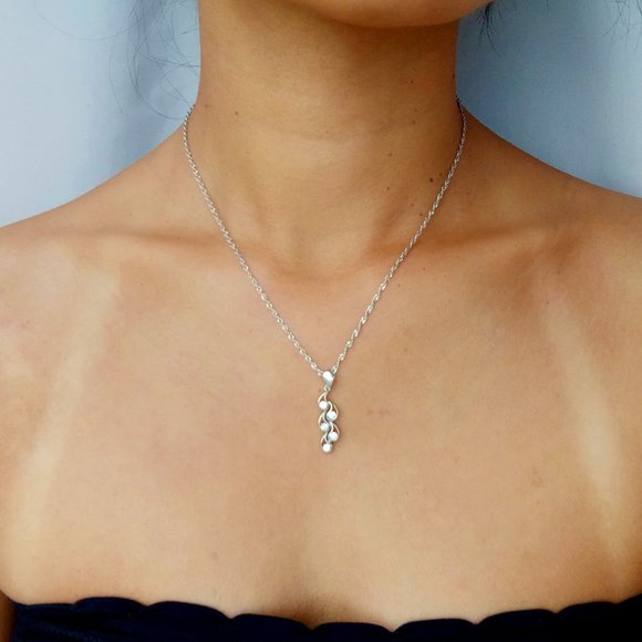 (SOLD) 14K White Gold Gemstone Pendant Necklace, 3.73g - Picture 1 of 11